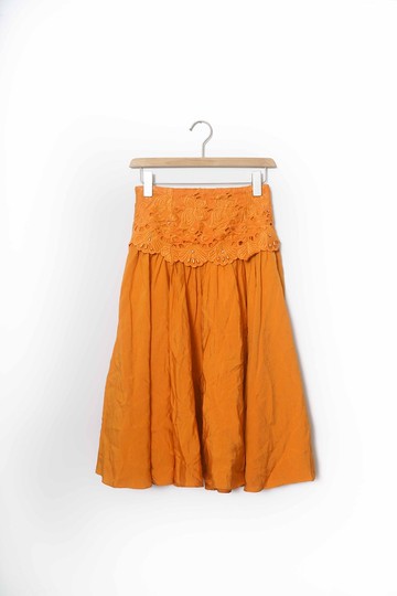 純情百貨行 古著 vintage 古著長裙 蕾絲橘漾長裙  SL.0023