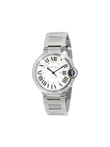 Cartier - pre-owned Ballon Bleu 36mm - unisex - Diamond/Sapphire/stainless steel - One Size - Silver