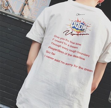 FINDSENSE MD 韓國 潮 男 時尚 休閒 後背BOOM字母印花 短袖T恤 學生短T 短袖上衣 特色短T