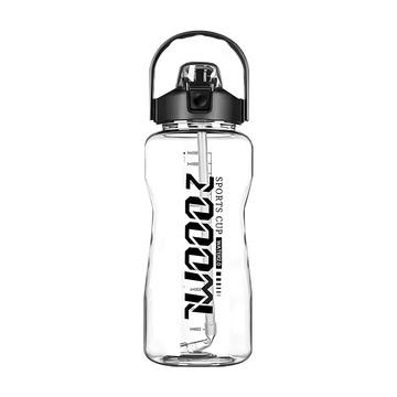 阿莎&布魯 大容量彈蓋吸管水壺 PC材質 耐熱120℃ 手提便攜  1個  2L  黑色