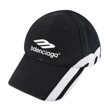 BALENCIAGA 巴黎世家 766860 3B SPORTS 電繡LOGO棒球帽.黑/白