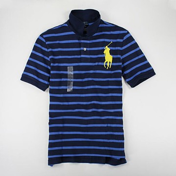 美國百分百【全新真品】Ralph Lauren RL 大馬款 條紋 網眼 短polo衫 藍色 XS S號 人氣TOP