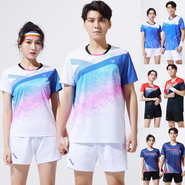 速干男女羽毛球服套裝休閑運動短袖排網乒乓球跑步健身訓練衣印字