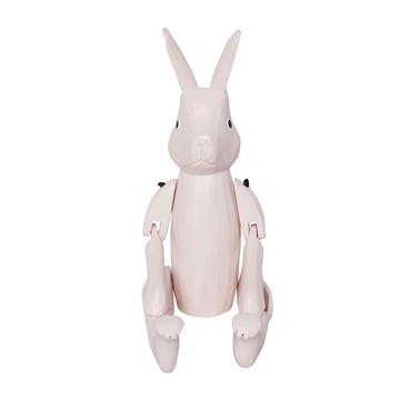 T-LAB 粉彩兔子嬰兒粉木質玩偶，可愛兔子造型擺飾，療癒系居家裝飾  1個