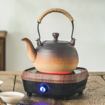 優樂悅~陶瓷燒水壺電陶爐煮茶器粗陶提梁戶外木碳明火大號功夫電熱單陶壺手沖壺 茶壺