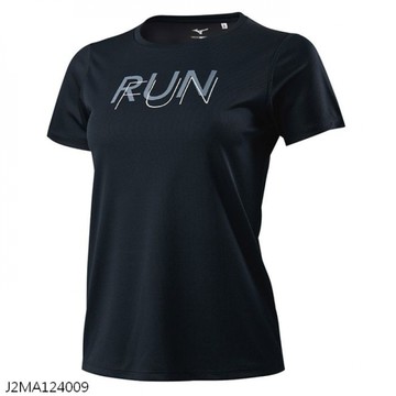MIZUNO 女裝 短袖 T恤 路跑 吸汗快乾 抗菌消臭 反光印花 黑【運動世界】J2MA124009