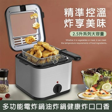 110V油炸鍋 家用電炸鍋 2.5L大容量 一體式炸鍋 炸雞排薯條小吃炸爐