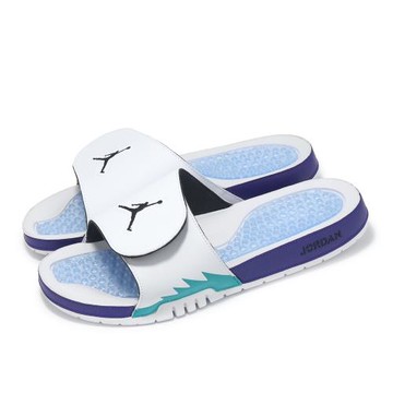 Nike 拖鞋 Jordan Hydro V Retro 男鞋 白 紫 綠 喬丹 魔鬼氈 運動拖鞋 555501-103