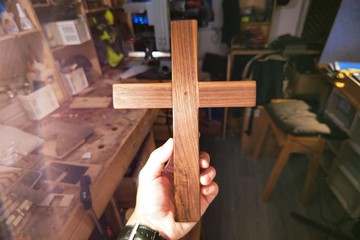 手作木作 實木十字架 受洗禮物