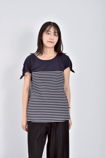 (S) index質感條紋藍色短袖上衣