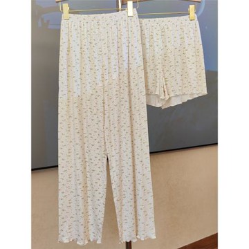 日系小碎花長睡褲女款夏季百搭顯瘦莫代爾家居長褲薄款春秋可外穿