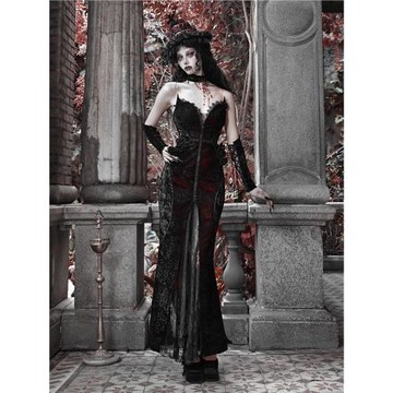 血液供給原創◆猩紅血峰哥特暗黑愛心絲絨閃光魚尾裙連衣裙圣誕節