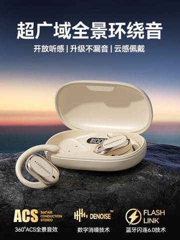 （爆款熱賣）（國際精品）【免運】城瑞達藍芽爾機2025新款真無線掛耳式氣骨傳導運動跑步專用長續航