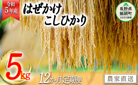 米 こしひかり 5kg × 12回 令和5年産 黒柳さんのお米 はぜかけ 沖縄県への配送不可 2023年11月上旬頃から順次発送予定 コシヒカリ 白米 精米 お米 信州 156000円 予約 農家直送 長野県 飯綱町 [0648]