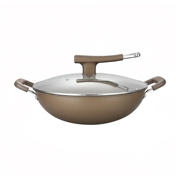 Q.M.P 鍋太后 無塗層不沾黏鈦鍋 鈦合金炒鍋 雙耳帶蓋炒鍋  34cm  1個