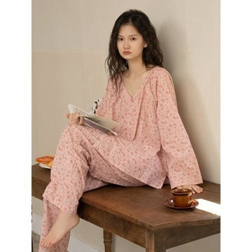 族瑪士小碎花睡衣女春夏純棉2025年新款長袖日系家居服套裝春秋季