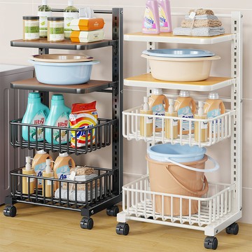 浴室衛生間置物架多層雜物收納架廁所洗手間層板可調節帶輪夾縫架