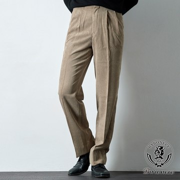 BARONECE 優雅保暖厚絨休閒打摺褲_卡其(104652-30)