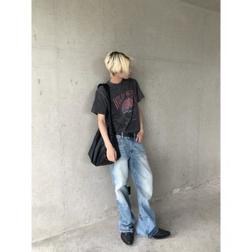 DERT「荒野西部」小領口vintage水洗做舊短袖T恤 Boxy短寬不變形