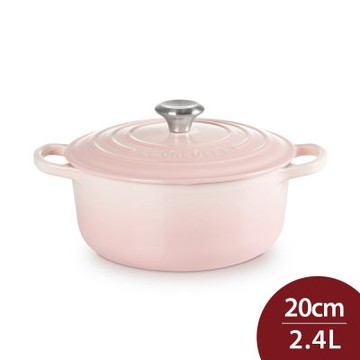 Le Creuset 典藏圓形鑄鐵鍋20cm 2.4L 貝殼粉 法國製 湯鍋 燉鍋 (電磁爐 IH爐可用)