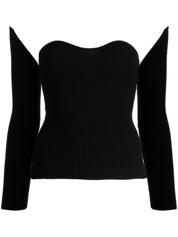Rokh - detachable-sleeve ribbed-knit top - women - Viscose/Polyester - XS - Black
