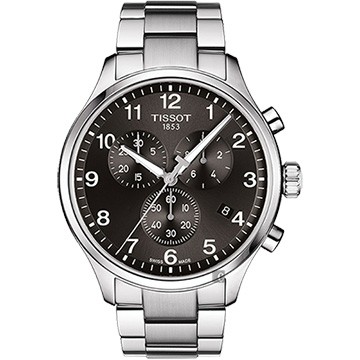 TISSOT 天梭 韻馳系列 Chrono XL計時手錶-灰x銀/45mm T1166171105701