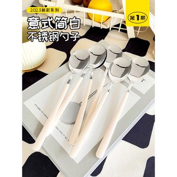 小勺子家用吃飯調羹高級感長柄湯匙餐勺分餐韓式干飯拌飯特別好看