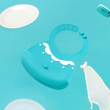 VIIDA - [官方直營]JOY 便攜式矽膠圍兜-療癒花邊領-松石綠