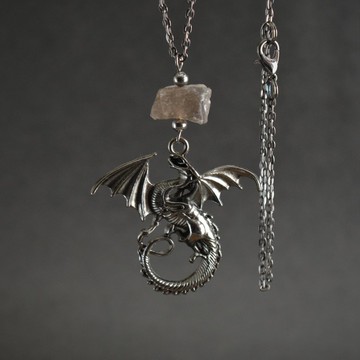 暗龍項鍊煙晶龍槍金屬吊墜項鍊