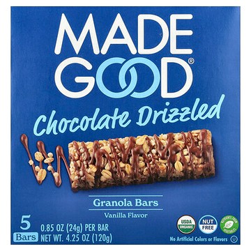 MadeGood, 格蘭諾拉麥片棒，巧克力碎，香草味，5 根，每根 0.85 盎司（24 克）