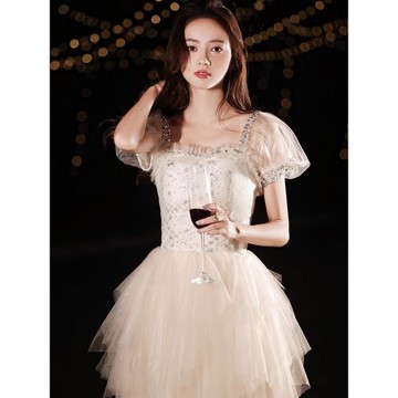 年會晚禮服裙女新款2024爆款仙氣質名媛生日設計感高級質感主持人