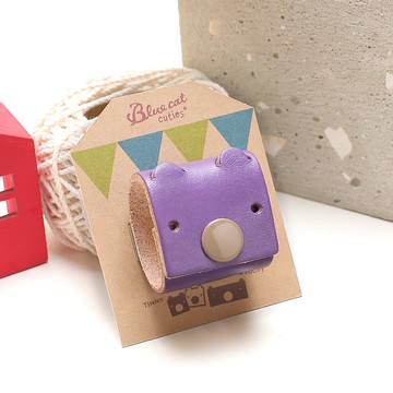 薰衣草紫色 大隻的Tinny 真皮革手工 USB-C 2公尺 集線器