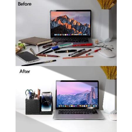 Desk Supplies Organizer, Multi-Functional Pencil Pen Holder with Wireless Charger, Desktop Stationery Organizer, Home Office Supply Storag(並行輸入品)