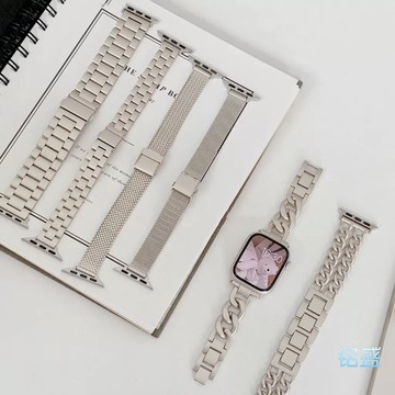 星光色款 金屬錶帶 適用於 Apple Watch 11 10 9 錶帶 8 SE 不鏽鋼錶帶 46 42mm