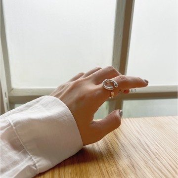 An:sr—「925純銀 不規則幾何橢圓 戒指」可調節 純銀 韓系 銀色 ins 好搭B0049