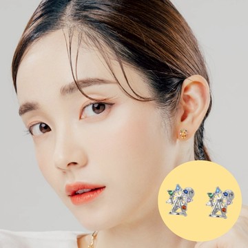 韓風s925純銀旋轉白金摩天輪款轉珠耳環-附馬卡收納盒