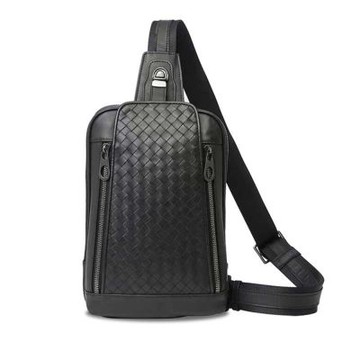 [巴黎精品] 現貨+預購 真皮編織胸包真皮胸背包真皮革側背包腰包隨身包-經典大容量男女包包1色a1ke27