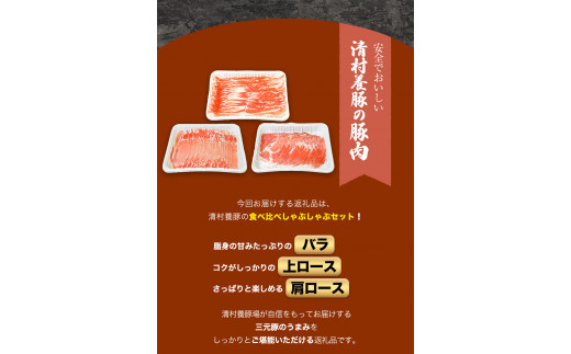 食べ比べしゃぶしゃぶセット 清村養豚《60日以内に順次出荷(土日祝除く)》 豚 肉 冷凍 小分け 熊本県御船町