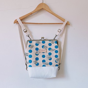 藍藍刺蝟大口金後背包/贈送免費打印名字皮標