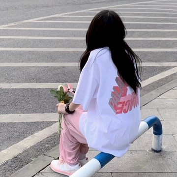 白色短袖t恤女夏季寬松ins潮原宿bf風歐美hiphop炸街上衣