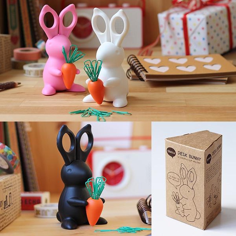 QUALY Desk Bunny Scissors & Clip Holder（はさみ ゼムクリップ