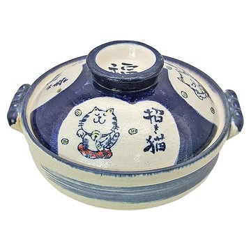 SAJI 佐治陶器 9號深型砂鍋 招福貓 陶瓷鍋 28.5 x 31 x 17cm 日本製  28.5cm  1個