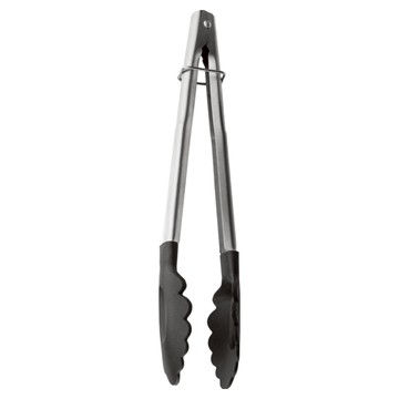 ibili 好收納不沾餐夾 41cm 易清潔 鋸齒夾面穩固夾取 簡約時尚  1支  銀色 + 黑色