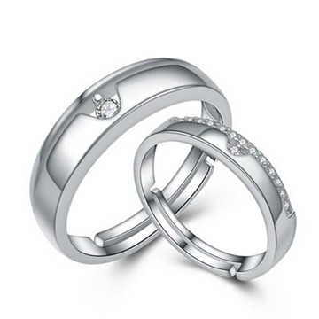 現貨+預購 925純銀戒指鑲鑽銀飾-甜蜜情侶對戒聖誕節七夕情人節生日禮物男女配件(單個)73an56【獨家進口】【米蘭精品】