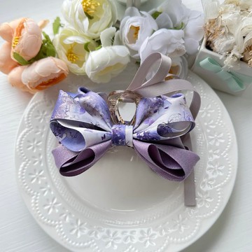 獨家款長型蝴蝶結抓夾鯊魚夾髮夾髮飾頭飾-紫灰色