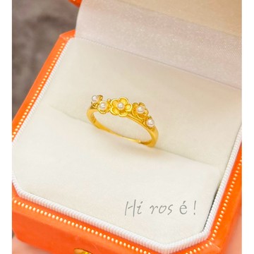 [Hi rosé!]現貨、實拍！氣質朵朵珍珠桃花 繁花 花朵 花花 沙金 砂金 鑽戒 情人 集合 戒指 結婚 訂婚