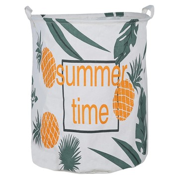 多功能防水袋鋼架折疊收納籃 帆布材質  40 x 50cm  夏日時光 白色  1個