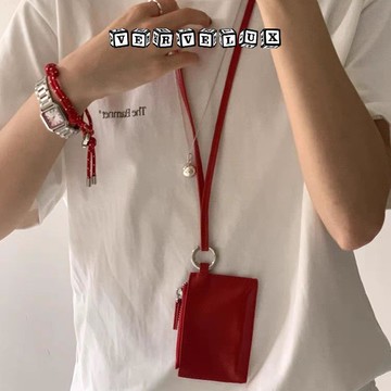 两件9.9折🔥臺灣出貨🔥可開發票✅韓版春夏新款女包方形拉鍊零錢包卡包ins小衆百搭紅色包百搭掛件1