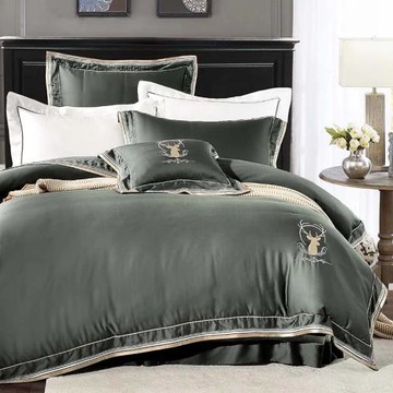 【卓瑩】天絲60S北歐麋鹿-麋鹿黑床包5件組-5x6.2呎