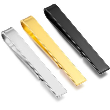 台灣現貨 304不鏽鋼領帶夾子 現貨 銀色 銀色拉絲 金色 黑色 領夾 5.5x0.6cm 快速發貨